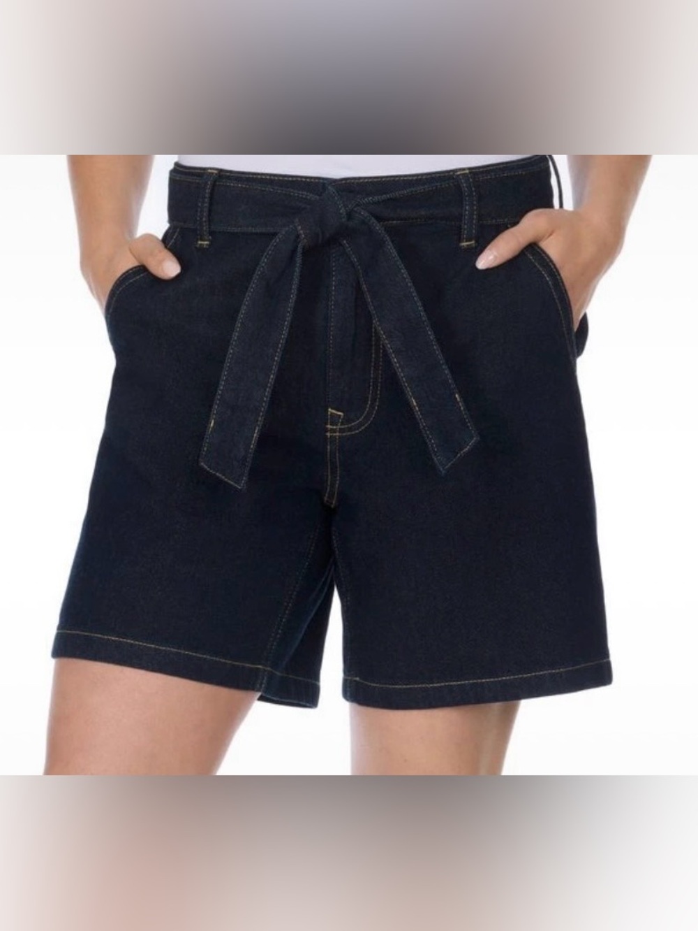 Tommy Hilfiger Navy Tie-Front Denim Shorts Sz 6